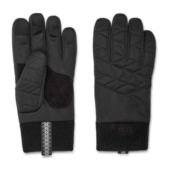 UGG Quilted Winter Touchscreen Compatible Gloves With Knit Cuff - Black - Picture 1 of 6
